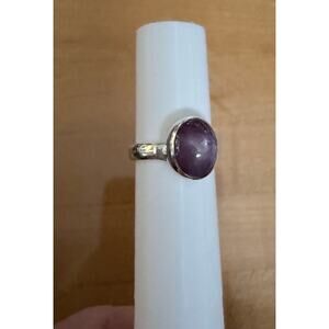 Star Ruby .925 Sterling Silver Ring Size 4 ,10x8mm untreated stone New